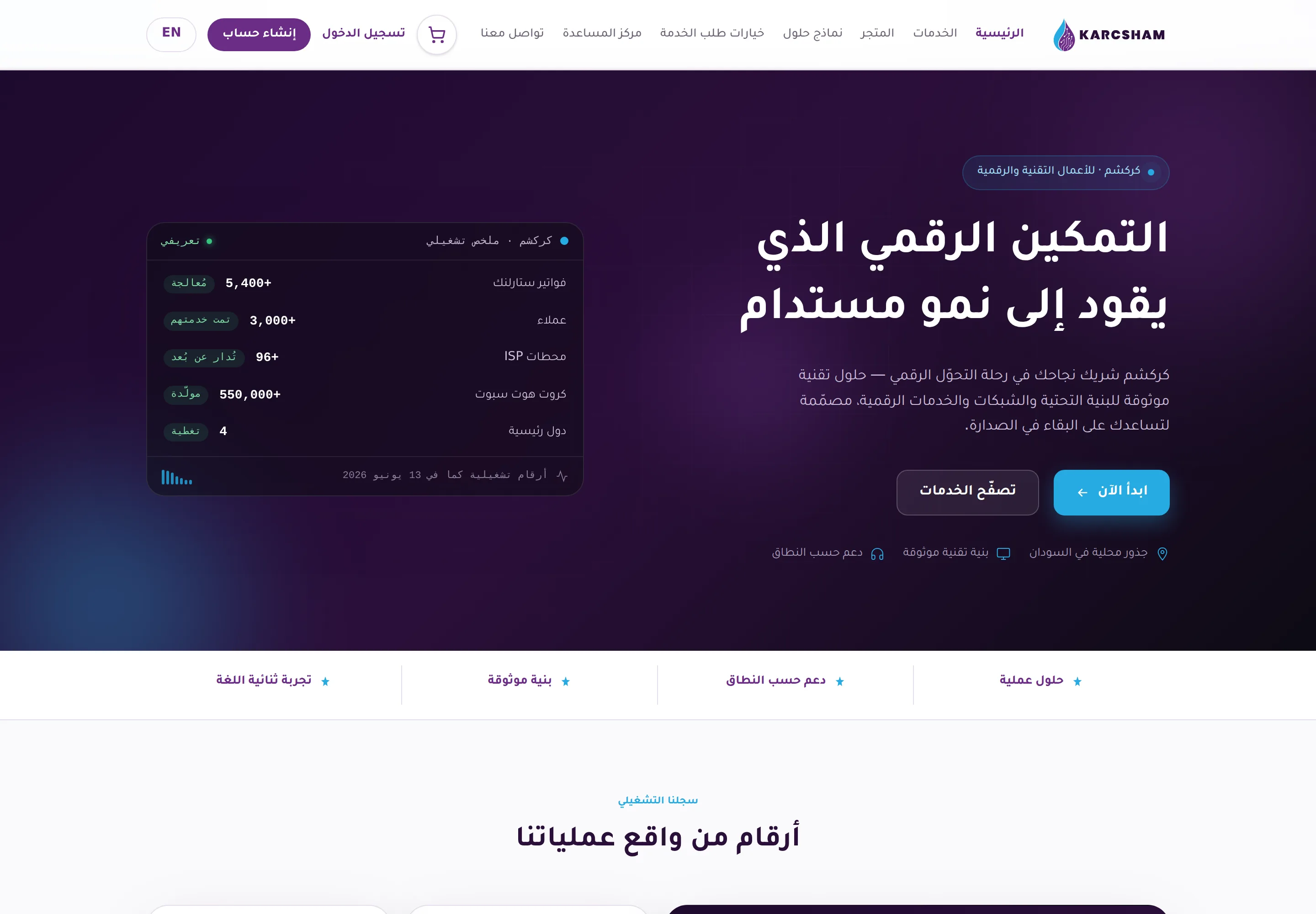 الصفحة الرئيسية لكركشم: الخدمات والأنظمة في مكان واحد